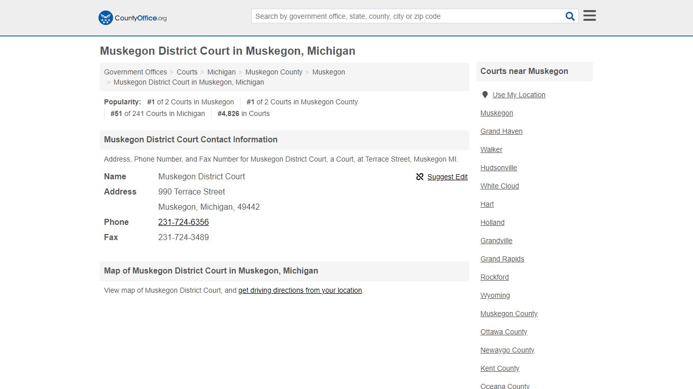 Muskegon District Court - Muskegon, MI (Address, Phone ...